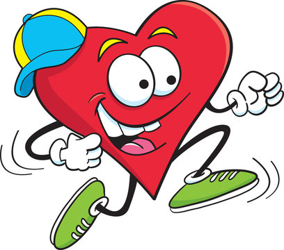 Cartoon illustration of a heart running.