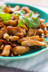 fried sliced chicken with garlic