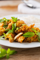 fried chicken spicy salad with rice