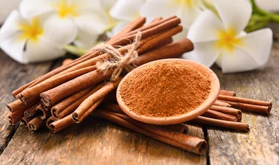 Rolgordijnen cinnamon powder on wooden background © dasuwan