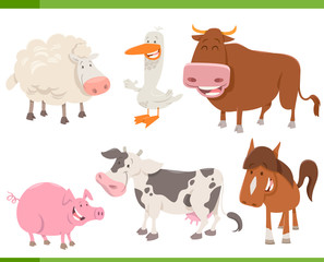 farm animal cartoon characters set