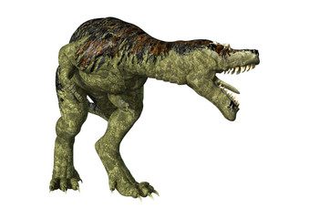 3D Rendering Dinosaur Tyrannosaurus Rex on White