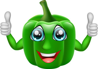 Cartoon paprika giving thumbs up. Vector illustration