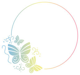 Beautiful gradient frame with butterflies. 