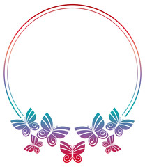 Beautiful gradient frame with butterflies. 