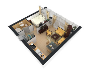 3d render of furnished home apartment