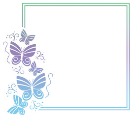 Beautiful gradient frame with butterflies. 