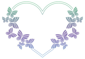 Beautiful gradient frame with butterflies. 