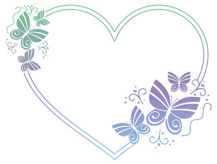 Beautiful gradient frame with butterflies. 