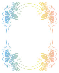 Beautiful gradient frame with butterflies. 