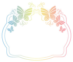Beautiful gradient frame with butterflies. 