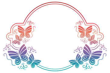 Beautiful gradient frame with butterflies. 