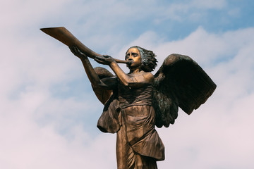 Vilnius, Lithuania. Statue Of An Angel Blowing A Trumpet In Main © Great Brut Here