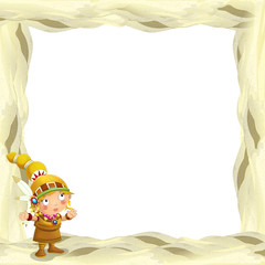 cartoon scene of sand frame with indian character - girl - illustration for children