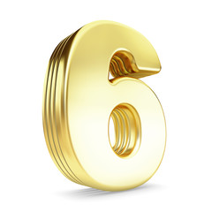 3d gold number 6 six.
