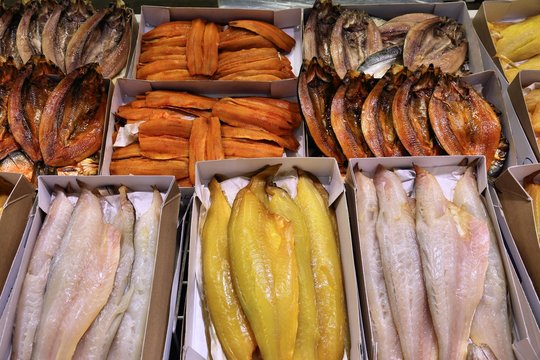 Smoked Fish At London Billingsgate Fish Market