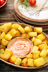 Patatas bravas traditional Spanish potatoes snack tapas