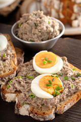 healthy wholegrain bread sandwich with tuna paste