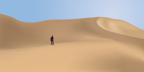 Fototapeta na wymiar désert - dune - aventure - désert de sable - randonnée - solitude - panorama