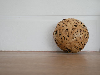 Woven wicker or bamboo balls used for decorating