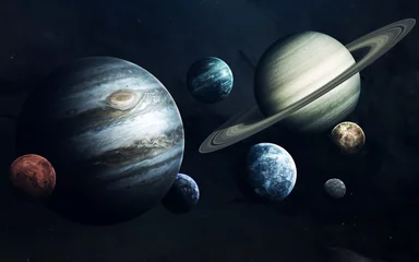 Foto op Canvas Planets of Solar system. Earth, Mars, Jupiter and others. Elements of this image furnished by NASA © Vadimsadovski