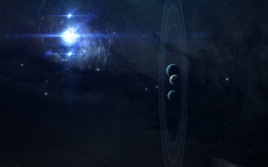 Deep space beauty, planets, stars and galaxies in endless universe. Elements of this image...