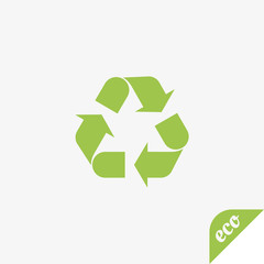 Green icon of ecology. Arrows are renewable