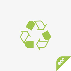 Green icon of ecology. Arrows are renewable