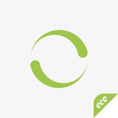 Green icon of ecology. Circle on a light background