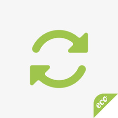 Fototapeta premium Green icon of ecology. Round arrows of light background
