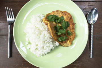 Local Thai authentic thai omelette with rice