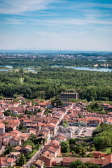 Obraz premium Vue panoramique sur l'est lyonnais de l'esplanade du Mas Rillier à Miribel