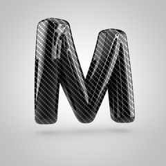 Black carbon letter M uppercase isolated on white background