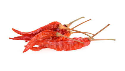 dried chili peppers on white background