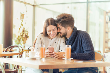 Fototapeta premium Beautiful couple taking selfie