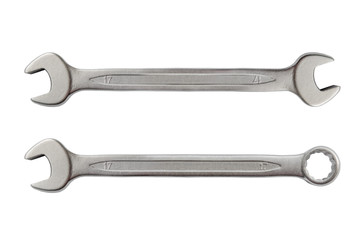 Mechanic silver metal tool wrench for repair isolated on white