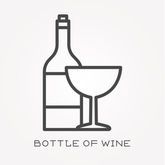 Line icon bottle of wine