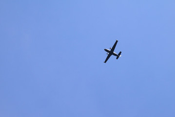 Military aircraft in the sky. Ekaterinburg, Sverdlovsk oblast, Russia.