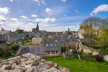 Fototapeta na wymiar Beautiful view of old town Dinan with its traditional houses, Rance River and narrow streets, Côtes-d'Armor, Brittany, France, Europe