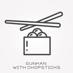 Line icon gunkan with chopsticks