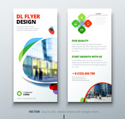 DL flyer design. Corporate business template for DL flyer with color spots
