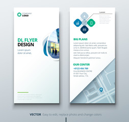DL flyer design. Corporate business template for DL flyer with color spots