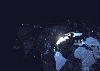Fototapeta premium Global network connection. World map point and line composition concept of global business. Vector Illustration