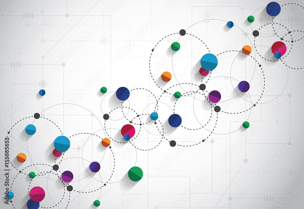 Aufkleber vector technology concept. connected lines and dots colorful background. network sign