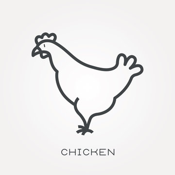 Line icon chicken