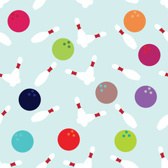 Seamless background with bowls and bowling balls