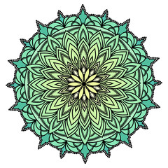 Hand drawn oriental ornamental ethnic lace round mandala