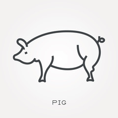 Line icon pig