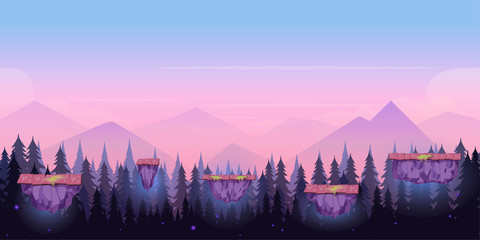 Cartoon Night Game Achtergrond, naadloze achtergrond voor mobiele games en computers. Vectorillustratie voor uw ontwerp