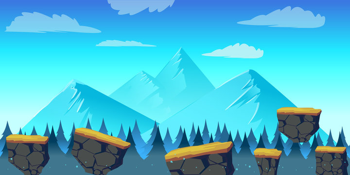 Cartoon landscape for game, Vector illustration with separate layers. Vector illustration for your design.